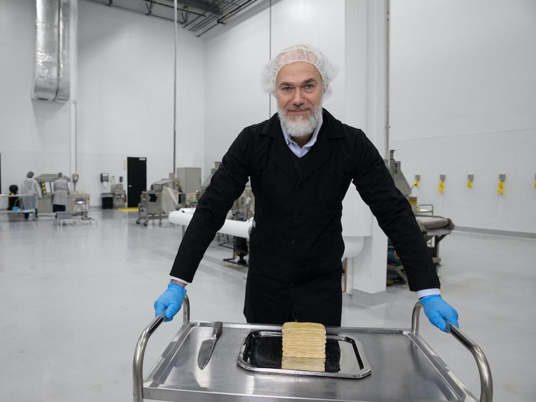 Thomas Jonas, CEO and co-founder of Nature's Fynd, on the plant floor