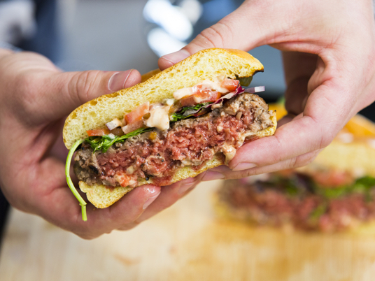 Impossible Foods' burgers "bleed" thanks to precision fermentation. 