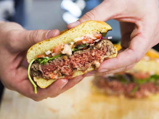 Impossible Foods' burgers "bleed" thanks to precision fermentation.
