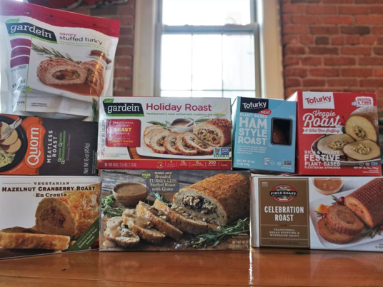 Photo of a collection of alt-meat holiday "roasts"