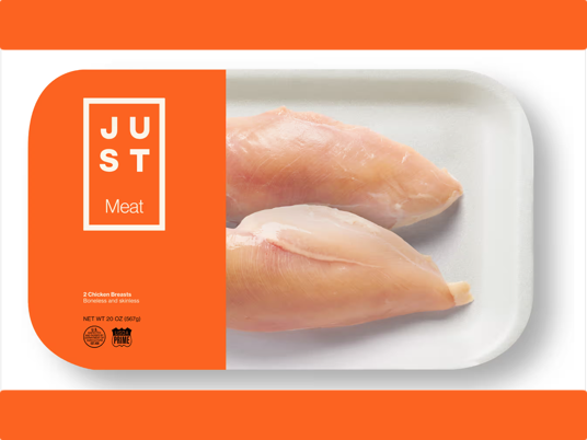 Theoretical image of a retail package of cultivated chicken